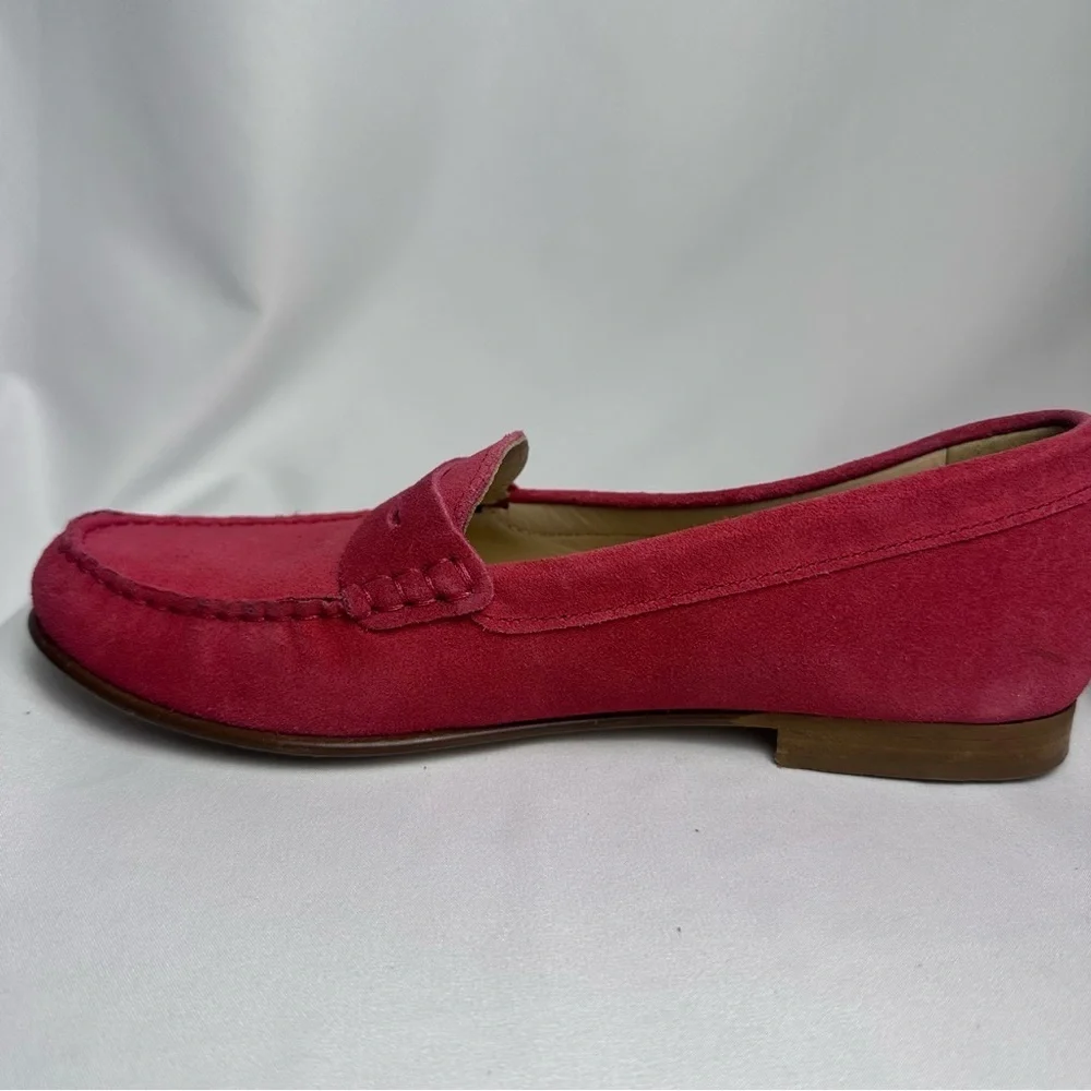 J Crew Womens Suede Leather Fuchsia James Loafers Flats Shoes size 8